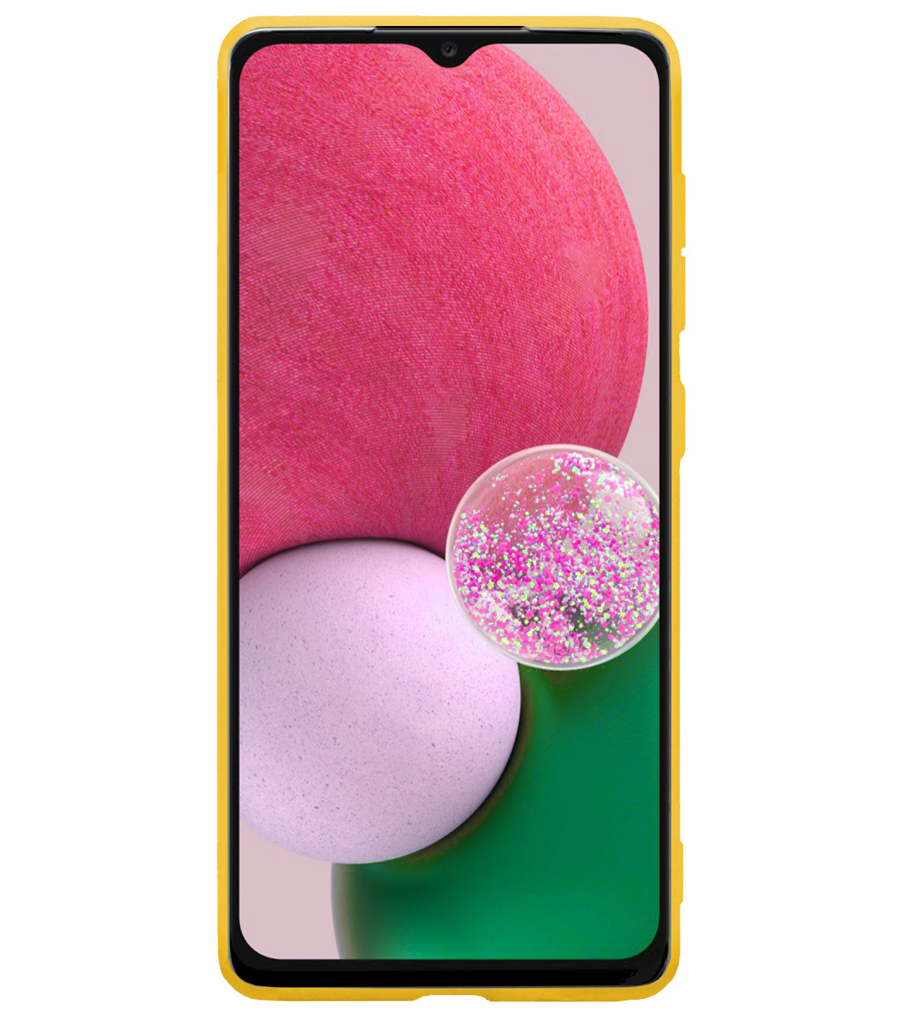 BASEY. Hoes Geschikt voor Samsung A13 5G Hoesje Siliconen Back Cover Case Met Screenprotector - Hoesje Geschikt voor Samsung Galaxy A13 5G Hoes Cover Hoesje - Geel