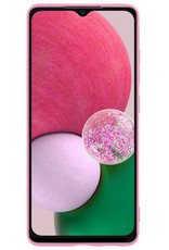 BASEY. Samsung Galaxy A13 5G Hoesje Siliconen Met Screenprotector - Samsung Galaxy A13 5G Case Hoes Met Screenprotector - Licht Roze