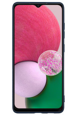 BASEY. Hoes Geschikt voor Samsung A13 5G Hoesje Siliconen Back Cover Case Met 2x Screenprotector - Hoesje Geschikt voor Samsung Galaxy A13 5G Hoes Cover Hoesje - Donkerblauw