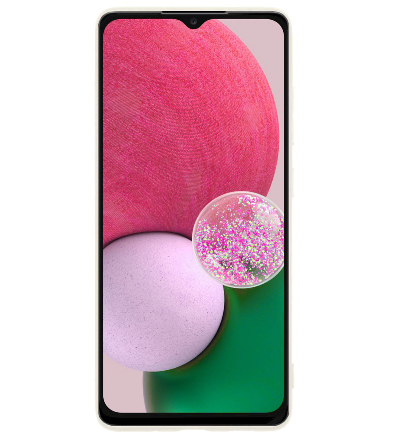 BASEY. Hoes Geschikt voor Samsung A13 5G Hoesje Siliconen Back Cover Case Met 2x Screenprotector - Hoesje Geschikt voor Samsung Galaxy A13 5G Hoes Cover Hoesje - Wit