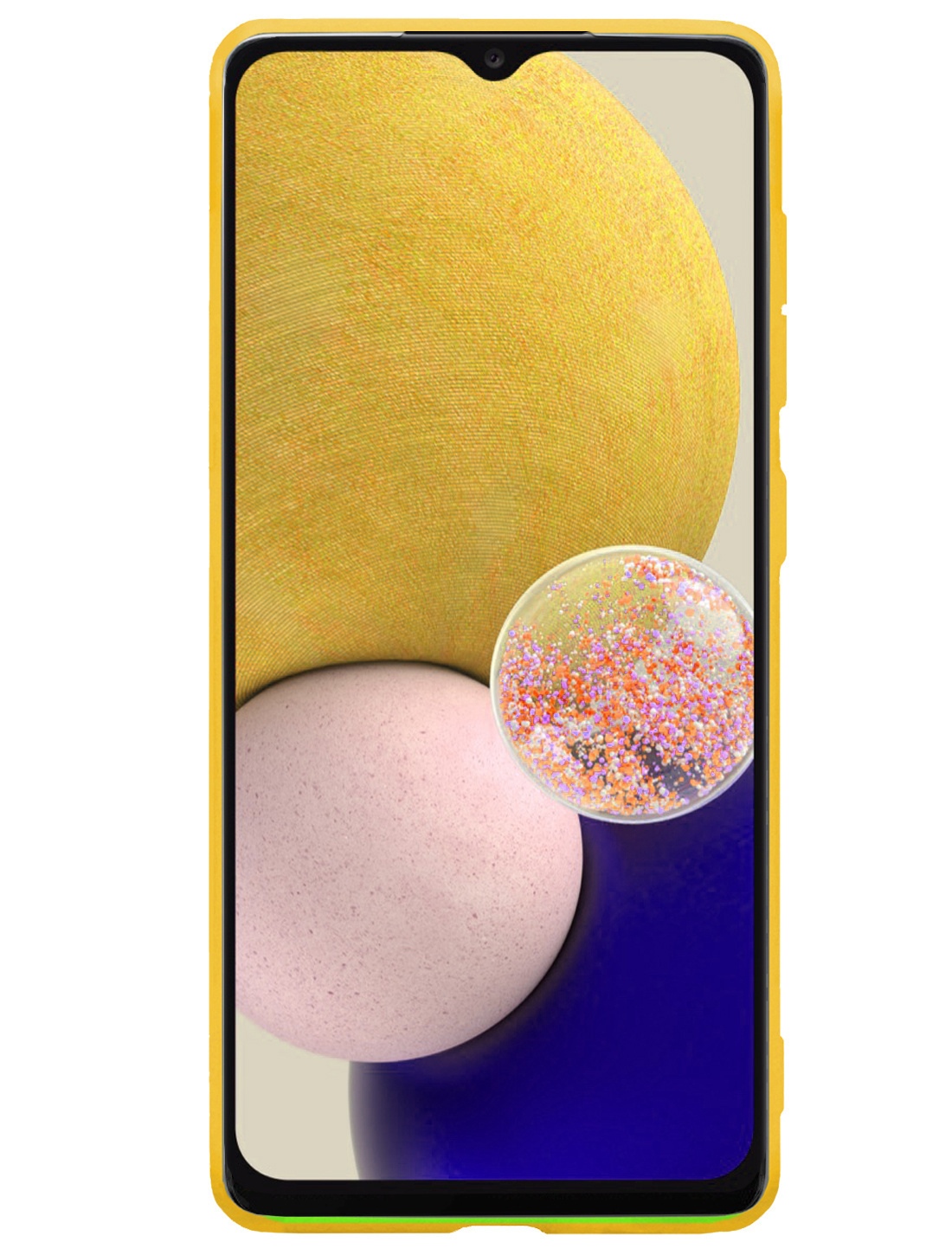 NoXx Hoes Geschikt voor Samsung A13 5G Hoesje Cover Siliconen Back Case Hoes Met Screenprotector - Geel