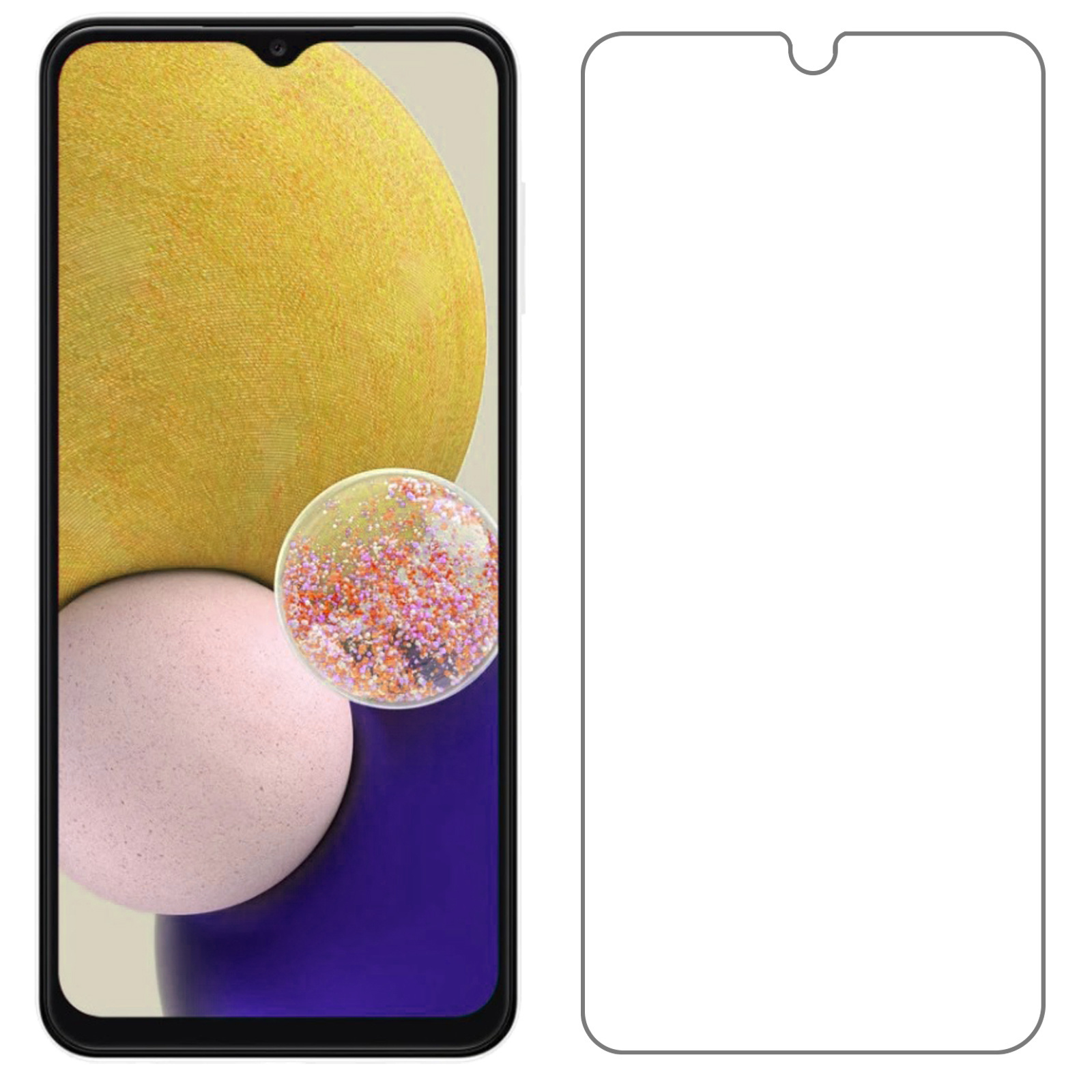 NoXx Hoes Geschikt voor Samsung A13 5G Hoesje Cover Siliconen Back Case Hoes Met Screenprotector - Geel
