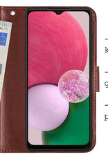 BASEY. Hoes Geschikt voor Samsung A13 5G Hoesje Bookcase Hoes Flip Case Book Cover Met Screenprotector - Hoesje Geschikt voor Samsung Galaxy A13 5G Hoes Book Case Hoesje - Bruin