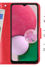 BASEY. Hoes Geschikt voor Samsung A13 5G Hoesje Bookcase Hoes Flip Case Book Cover Met 2x Screenprotector - Hoesje Geschikt voor Samsung Galaxy A13 5G Hoes Book Case Hoesje - Rood