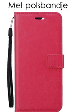NoXx Hoes Geschikt voor Samsung A13 5G Hoesje Book Case Hoes Flip Cover Wallet Bookcase Met Screenprotector - Donkerroze