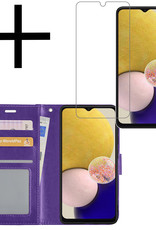 NoXx Hoes Geschikt voor Samsung A13 5G Hoesje Book Case Hoes Flip Cover Wallet Bookcase Met Screenprotector - Paars