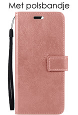 NoXx Hoes Geschikt voor Samsung A13 5G Hoesje Book Case Hoes Flip Cover Wallet Bookcase Met Screenprotector - Rosé goud