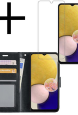 NoXx Hoes Geschikt voor Samsung A13 5G Hoesje Book Case Hoes Flip Cover Wallet Bookcase Met Screenprotector - Zwart