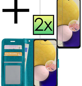 NoXx NoXx Samsung Galaxy A13 5G Hoesje Bookcase Turquoise Met 2x Screenprotector