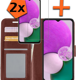 Nomfy Nomfy Samsung Galaxy A13 5G Hoesje Bookcase Bruin Met 2x Screenprotector