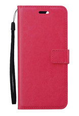 Nomfy Hoesje Geschikt voor Samsung A13 5G Hoes Bookcase Flipcase Book Cover Met 2x Screenprotector - Hoes Geschikt voor Samsung Galaxy A13 5G Hoesje Book Case - Donkerroze