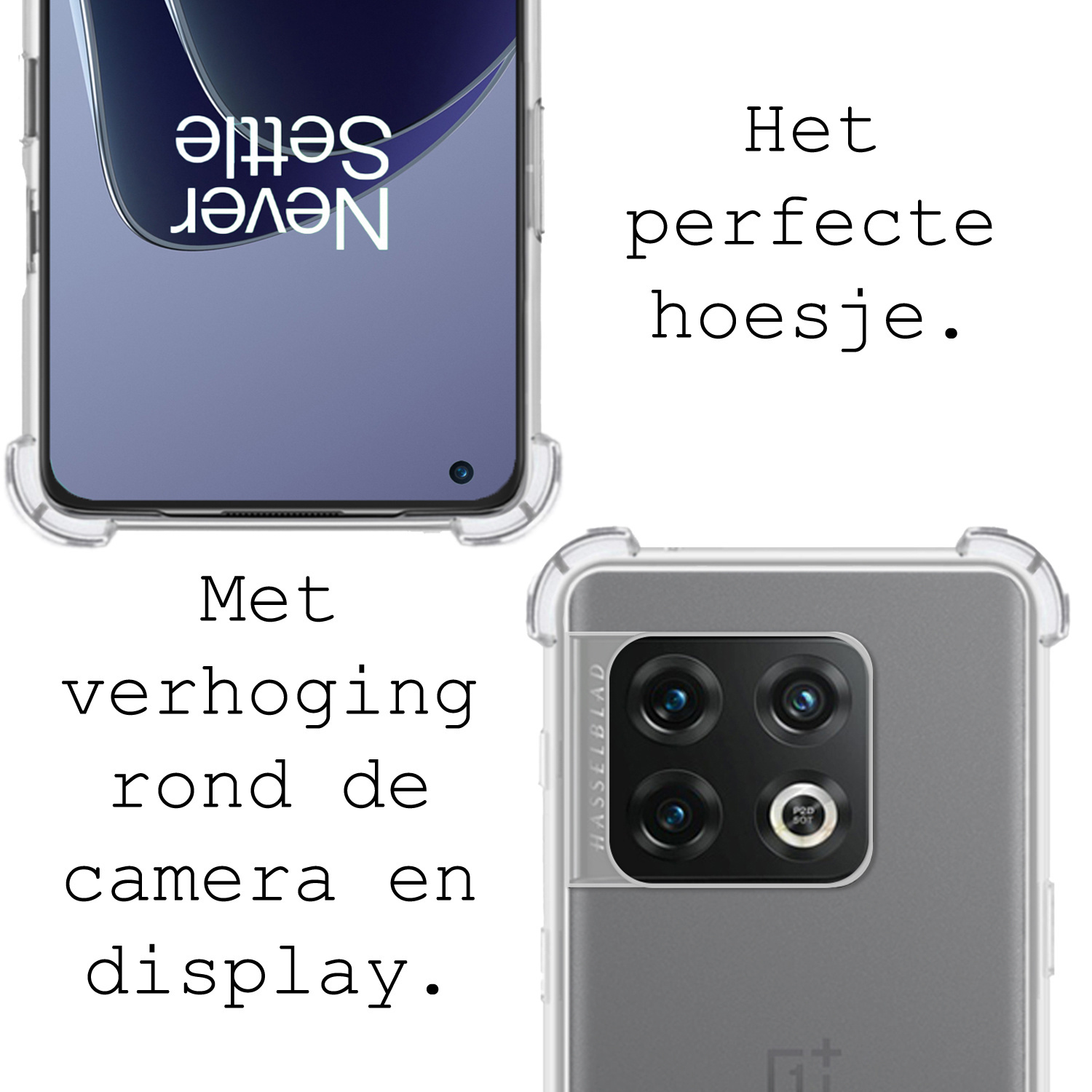 BASEY. Hoes Geschikt voor OnePlus 10 Pro Hoesje Shock Proof Case Hoes Siliconen Met Screenprotector - Hoesje Geschikt voor OnePlus 10 Pro Hoes Cover Shockproof - Transparant