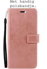 BASEY. Hoes Geschikt voor OnePlus 10 Pro Hoesje Bookcase Hoes Flip Case Book Cover Met Screenprotector - Hoesje Geschikt voor OnePlus 10 Pro Hoes Book Case Hoesje - Rosé goud