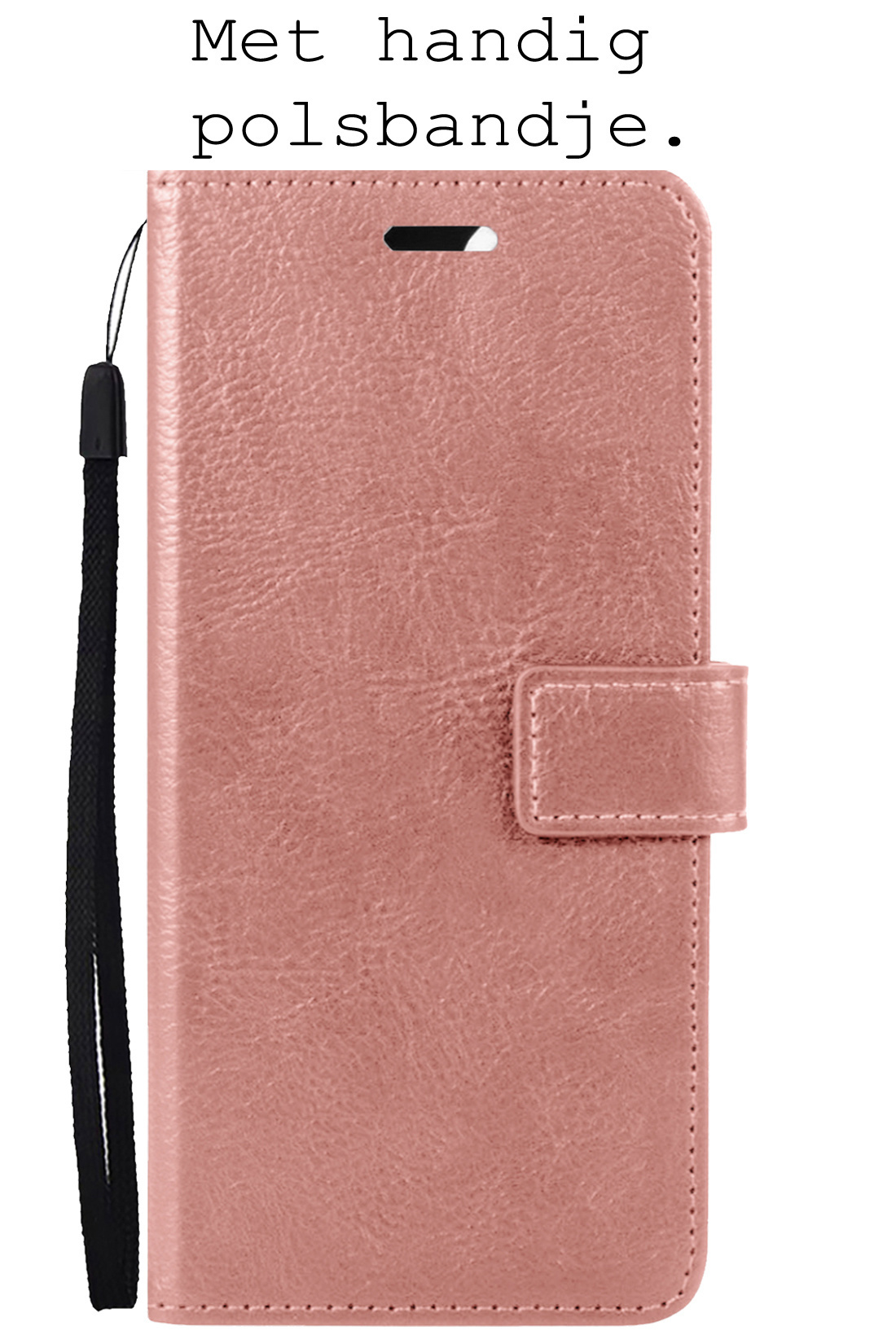 BASEY. Hoes Geschikt voor OnePlus 10 Pro Hoesje Bookcase Hoes Flip Case Book Cover Met Screenprotector - Hoesje Geschikt voor OnePlus 10 Pro Hoes Book Case Hoesje - Rosé goud