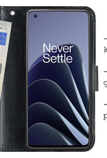 Hoes Geschikt voor OnePlus 10 Pro Hoesje Bookcase Hoes Flip Case Book Cover Met Screenprotector - Hoesje Geschikt voor OnePlus 10 Pro Hoes Book Case Hoesje - Zwart