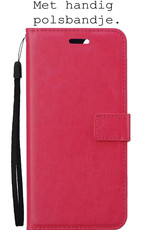 Hoes Geschikt voor OnePlus 10 Pro Hoesje Bookcase Hoes Flip Case Book Cover Met 2x Screenprotector - Hoesje Geschikt voor OnePlus 10 Pro Hoes Book Case Hoesje - Rood