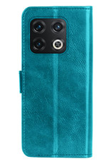 Hoes Geschikt voor OnePlus 10 Pro Hoesje Bookcase Hoes Flip Case Book Cover Met 2x Screenprotector - Hoesje Geschikt voor OnePlus 10 Pro Hoes Book Case Hoesje - Turquoise