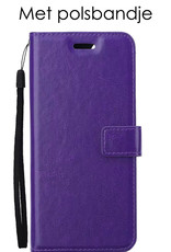 Hoes Geschikt voor OnePlus 10 Pro Hoesje Book Case Hoes Flip Cover Wallet Bookcase Met Screenprotector - Paars