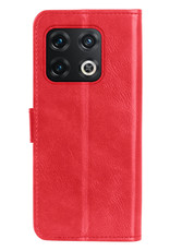 NoXx Hoes Geschikt voor OnePlus 10 Pro Hoesje Book Case Hoes Flip Cover Wallet Bookcase Met Screenprotector - Rood