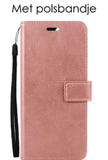 NoXx Hoes Geschikt voor OnePlus 10 Pro Hoesje Book Case Hoes Flip Cover Wallet Bookcase Met Screenprotector - Rosé goud