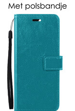 NoXx Hoes Geschikt voor OnePlus 10 Pro Hoesje Book Case Hoes Flip Cover Wallet Bookcase Met Screenprotector - Turquoise