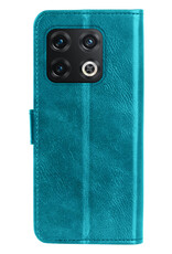 OnePlus 10 Pro Hoesje Bookcase Flip Cover Book Case Met Screenprotector - Turquoise