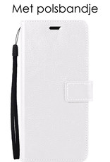 Hoes Geschikt voor OnePlus 10 Pro Hoesje Book Case Hoes Flip Cover Wallet Bookcase Met Screenprotector - Wit
