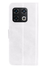 NoXx Hoes Geschikt voor OnePlus 10 Pro Hoesje Book Case Hoes Flip Cover Wallet Bookcase Met Screenprotector - Wit