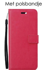NoXx Hoes Geschikt voor OnePlus 10 Pro Hoesje Book Case Hoes Flip Cover Wallet Bookcase Met 2x Screenprotector - Donkerroze