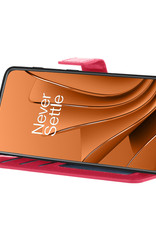 Nomfy Hoesje Geschikt voor OnePlus 10 Pro Hoes Bookcase Flipcase Book Cover Met Screenprotector - Hoes Geschikt voor OnePlus 10 Pro Hoesje Book Case - Donkerroze