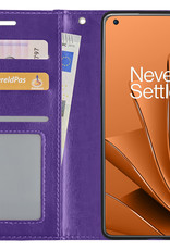 Nomfy Hoesje Geschikt voor OnePlus 10 Pro Hoes Bookcase Flipcase Book Cover Met Screenprotector - Hoes Geschikt voor OnePlus 10 Pro Hoesje Book Case - Paars