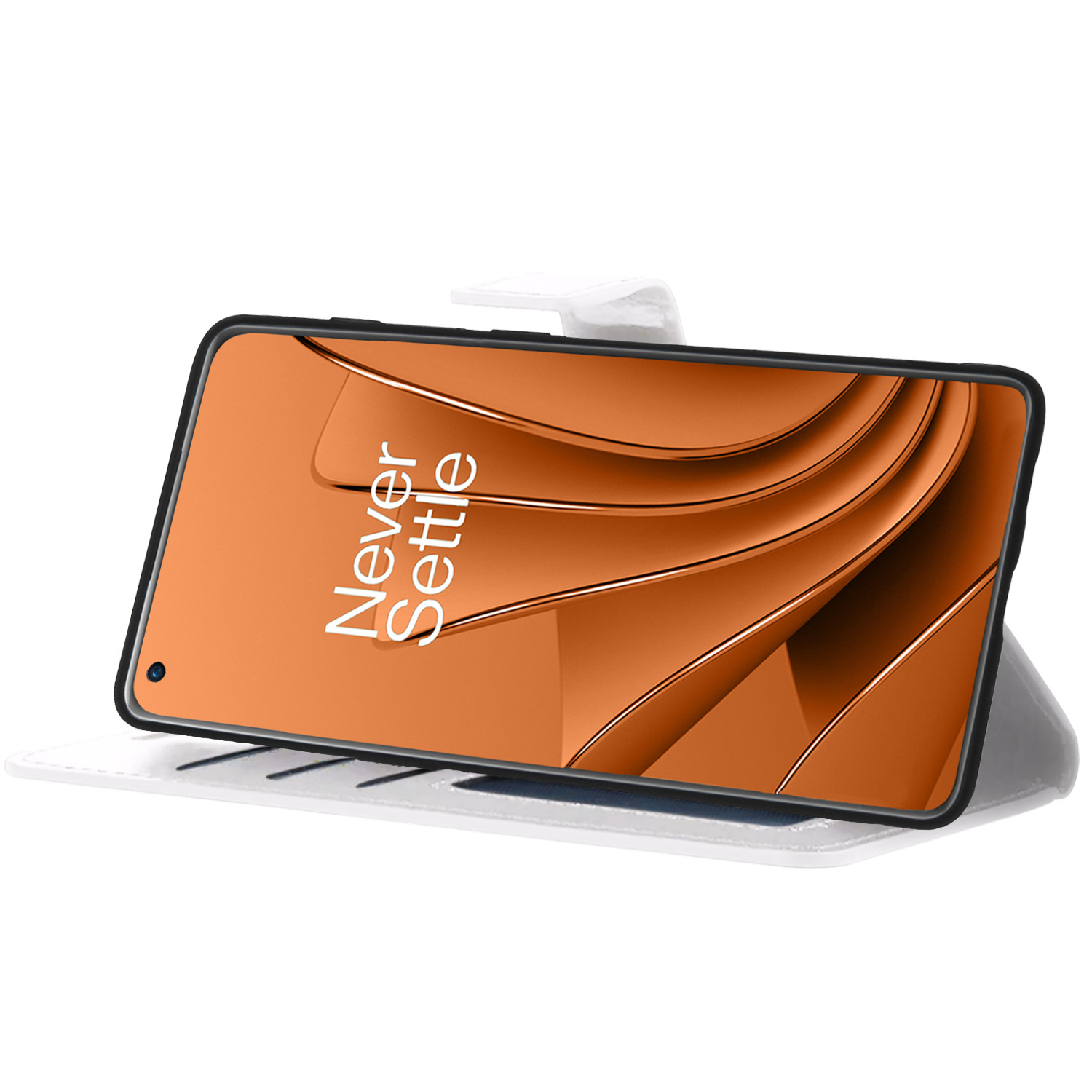 Nomfy Hoesje Geschikt voor OnePlus 10 Pro Hoes Bookcase Flipcase Book Cover Met Screenprotector - Hoes Geschikt voor OnePlus 10 Pro Hoesje Book Case - Wit