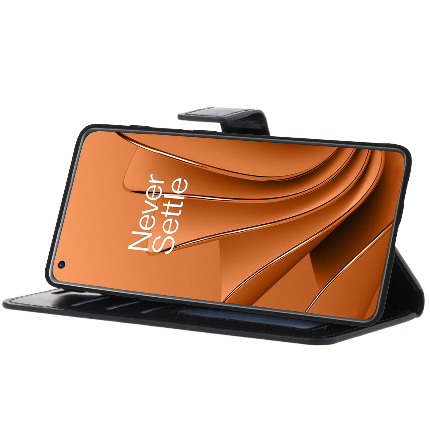 Nomfy Hoesje Geschikt voor OnePlus 10 Pro Hoes Bookcase Flipcase Book Cover Met Screenprotector - Hoes Geschikt voor OnePlus 10 Pro Hoesje Book Case - Zwart