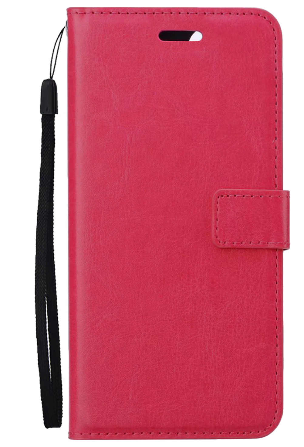 Nomfy Hoesje Geschikt voor OnePlus 10 Pro Hoes Bookcase Flipcase Book Cover Met 2x Screenprotector - Hoes Geschikt voor OnePlus 10 Pro Hoesje Book Case - Donkerroze