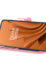 Nomfy Hoesje Geschikt voor OnePlus 10 Pro Hoes Bookcase Flipcase Book Cover Met 2x Screenprotector - Hoes Geschikt voor OnePlus 10 Pro Hoesje Book Case - Lichtroze