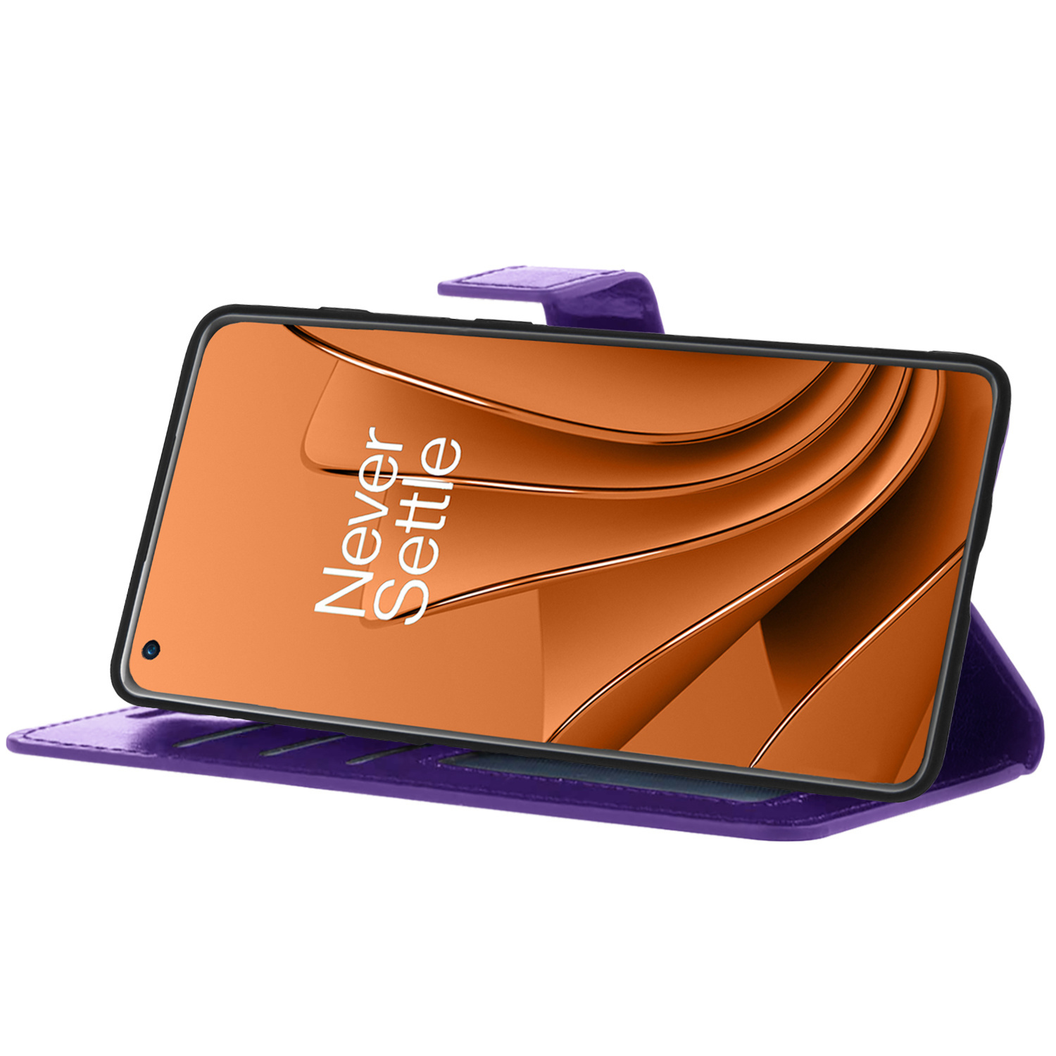 OnePlus 10 Pro Hoesje Bookcase Met 2x Screenprotector - OnePlus 10 Pro Screenprotector 2x - OnePlus 10 Pro Book Case Met 2x Screenprotector Paars