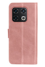 Nomfy Hoesje Geschikt voor OnePlus 10 Pro Hoes Bookcase Flipcase Book Cover Met 2x Screenprotector - Hoes Geschikt voor OnePlus 10 Pro Hoesje Book Case - Rosé goud