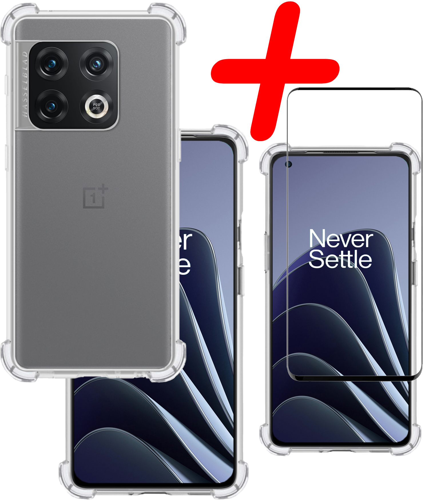 BASEY. Hoes Geschikt voor OnePlus 10 Pro Hoesje Shock Proof Case Hoes Siliconen Met Screenprotector - Hoesje Geschikt voor OnePlus 10 Pro Hoes Cover Shockproof - Transparant