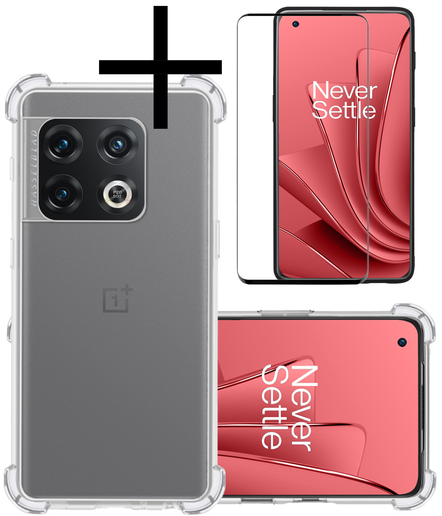 NoXx Hoes Geschikt voor OnePlus 10 Pro Hoesje Siliconen Cover Shock Proof Back Case Shockproof Hoes Met Screenprotector - Transparant