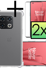 NoXx Hoes Geschikt voor OnePlus 10 Pro Hoesje Siliconen Cover Shock Proof Back Case Shockproof Hoes Met 2x Screenprotector - Transparant