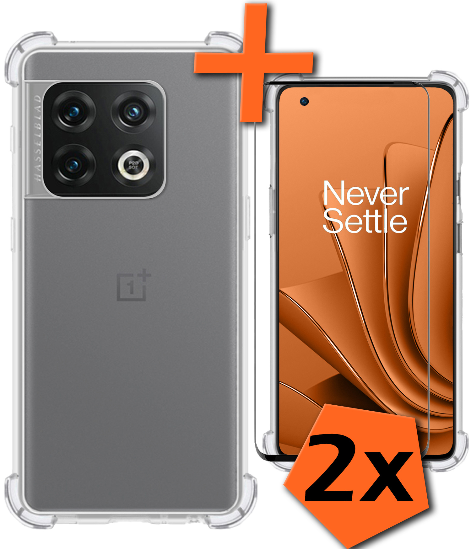 Nomfy Hoesje Geschikt voor OnePlus 10 Pro Hoesje Shock Proof Cover Case Shockproof Met 2x Screenprotector - Hoes Geschikt voor OnePlus 10 Pro Hoes Siliconen Back Case - Transparant