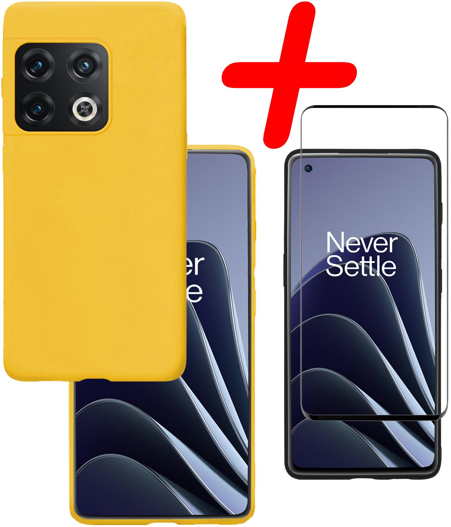 BASEY. Hoes Geschikt voor OnePlus 10 Pro Hoesje Siliconen Back Cover Case Met Screenprotector - Hoesje Geschikt voor OnePlus 10 Pro Hoes Cover Hoesje - Geel