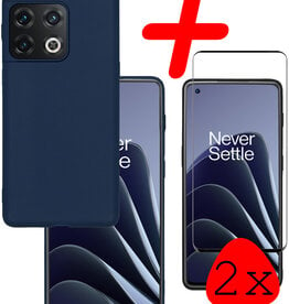 BASEY. BASEY. OnePlus 10 Pro Hoesje Siliconen Met 2x Screenprotector - Donkerblauw