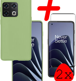 BASEY. BASEY. OnePlus 10 Pro Hoesje Siliconen Met 2x Screenprotector - Groen