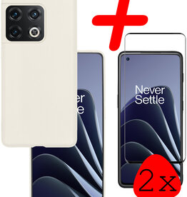 BASEY. BASEY. OnePlus 10 Pro Hoesje Siliconen Met 2x Screenprotector - Wit
