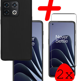 BASEY. BASEY. OnePlus 10 Pro Hoesje Siliconen Met 2x Screenprotector - Zwart