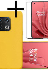 NoXx Hoes Geschikt voor OnePlus 10 Pro Hoesje Cover Siliconen Back Case Hoes Met Screenprotector - Geel