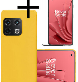 NoXx NoXx OnePlus 10 Pro Hoesje Siliconen Met Screenprotector - Geel