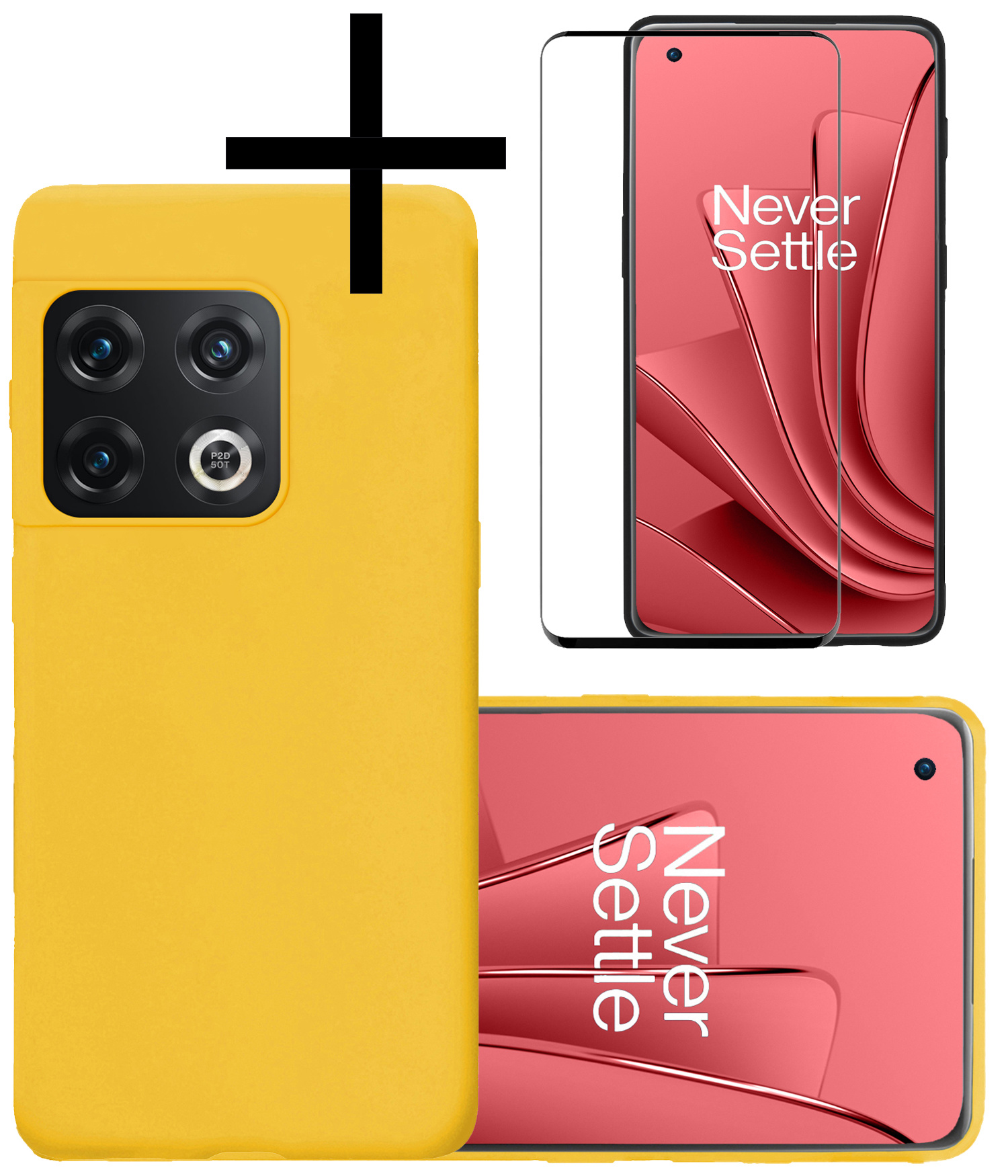 NoXx Hoes Geschikt voor OnePlus 10 Pro Hoesje Cover Siliconen Back Case Hoes Met Screenprotector - Geel