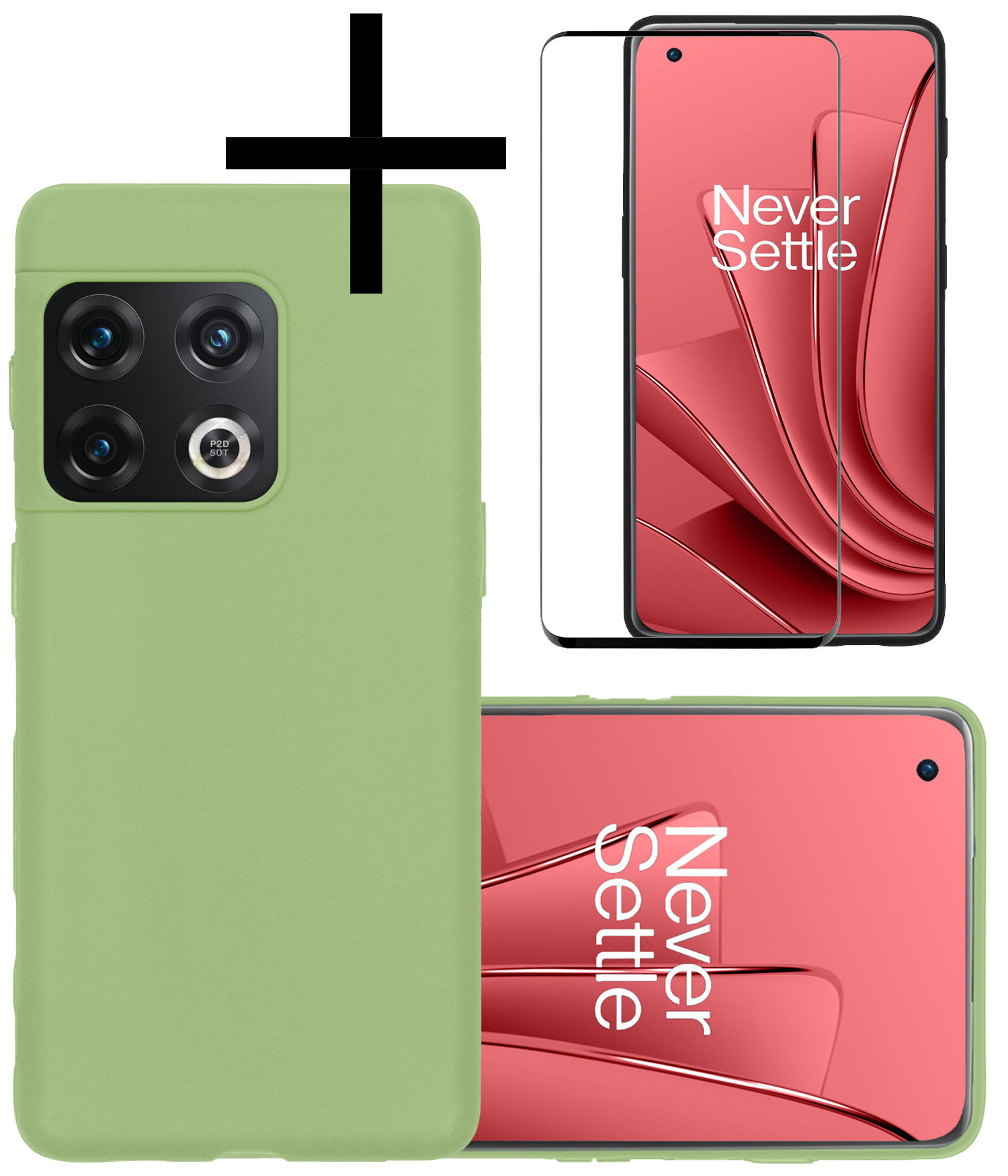 NoXx Hoes Geschikt voor OnePlus 10 Pro Hoesje Cover Siliconen Back Case Hoes Met Screenprotector - Groen